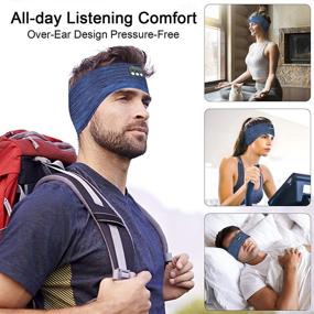 img 3 attached to Bluetooth Sleep Headband with Ultra-Thin HD Stereo Speakers - Perfect 🎧 for Sleeping, Jogging, Yoga, Air Travel, Meditation, Beauty - Blue-01 for Men/Women