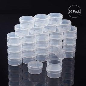 img 1 attached to 📦 Удобно и компактно: BENECREAT 30 штук круглых прозрачных пластиковых контейнеров для хранения мелочей - 1.26x0.7 дюйма с откидными крышками.
