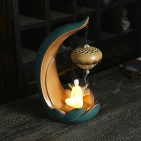 img 2 attached to Enhance Serenity with Zen Life Ceramic Backflow Incense Burner - Buddha Meditating On The Lotus: Includes Lighting and 50 pcs Incense Cone