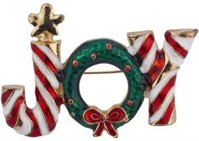 img 3 attached to 🎄 Stylish LUX ACCESSORIES Christmas Xmas Candy Cane Brooch Pin - Green, White, and Red Holiday-themed Jewelry