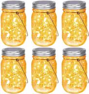 🏞️ hanging mason jar solar lights 6 pack - 30 led fairy lights with jars and hangers | ipx6 waterproof outdoor solar lanterns for balcony, backyard, garden, fence, patio decor logo
