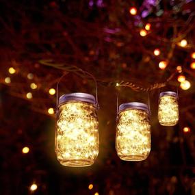 img 1 attached to 🏞️ Hanging Mason Jar Solar Lights 6 Pack - 30 LED Fairy Lights with Jars and Hangers | IPX6 Waterproof Outdoor Solar Lanterns for Balcony, Backyard, Garden, Fence, Patio Decor