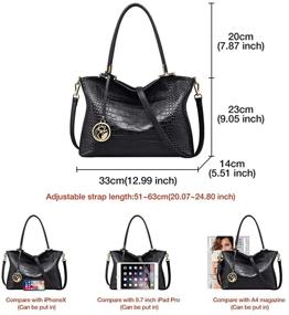img 3 attached to Stylish Leather Satchel Handbags: Crocodile Top-handle Shoulder Purses for Women