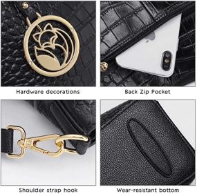img 1 attached to Stylish Leather Satchel Handbags: Crocodile Top-handle Shoulder Purses for Women