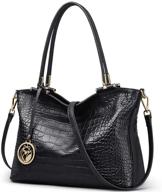 stylish leather satchel handbags: crocodile top-handle shoulder purses for women logo