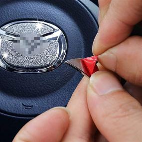 img 1 attached to 💎 Sparkling Diamond Crystal Steering Wheel Logo Caps for Mazda - Interior Decorations & DIY Emblem Accessories for Women - Compatible with 2015-2021 Models
