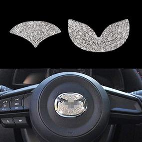 img 4 attached to 💎 Sparkling Diamond Crystal Steering Wheel Logo Caps for Mazda - Interior Decorations & DIY Emblem Accessories for Women - Compatible with 2015-2021 Models