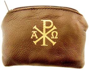 img 3 attached to WJ Hirten Ave Maria and Chi Rho Cross Sheepskin Leather Rosary Case with Velvet Lining, Brown, 3.25 Inch