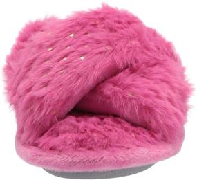 img 3 attached to Fashionable and Comfortable Dearfoams Unisex-Child Jess Furry Cross Band Slide Slipper