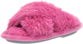 img 4 attached to Fashionable and Comfortable Dearfoams Unisex-Child Jess Furry Cross Band Slide Slipper
