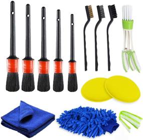 img 4 attached to ANBOO 13 Pcs Car Detailing Kit Detailing Brush Set Drill Brush Set Car Detailing For Cleaning Wheels