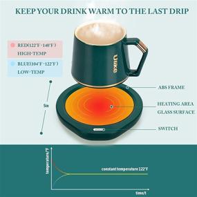 img 3 attached to ☕ YICOCHI Подогреватель чашки для кофе с 2 режимами температуры - YICOCHI Подогреватель чашки для стола с автоматическим выключением - Зеленая подставка для чашки кофе