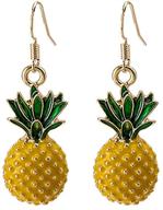 🍍 vibrant 3d fruit yellow pineapple drop charm tassel dangling earrings - 18k gold plated logo