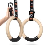 adjustable wooden gymnastic rings with non-slip straps and quick 🏋️ install carabiner for crossfit, workout, exercise, and outdoor training by gonex logo