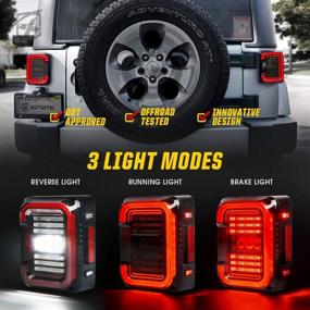 img 1 attached to 🚘 Xprite светодиодные задние фонари для Jeep Wrangler JK JKU 2007-2018 | Линза с курительным эффектом в уникальной форме 'C' | Управление: ходовые огни, тормозные огни, указатели поворота, фонари заднего хода | Одобрено DOT и с встроенным EMC