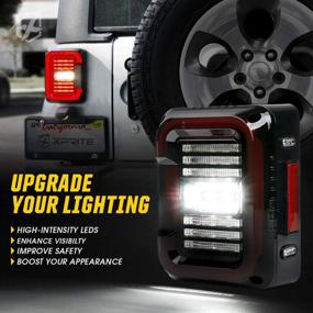 img 2 attached to 🚘 Xprite светодиодные задние фонари для Jeep Wrangler JK JKU 2007-2018 | Линза с курительным эффектом в уникальной форме 'C' | Управление: ходовые огни, тормозные огни, указатели поворота, фонари заднего хода | Одобрено DOT и с встроенным EMC