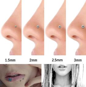 img 2 attached to 💎 FIBO STEEL 32 Pcs Stainless Steel L Shaped Nose Stud Set for Women - CZ Ball, Opal Moon, Star, Heart Labret Studs - 20G Body Piercing Jewelry