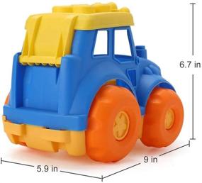 img 2 attached to 🚛 LotFancy 9'' Dump Truck Toy for Kids: Small Plastic Sand Truck, Construction Play Vehicle Toy for Baby Toddlers Outdoor Fun - BPA-Free & Phthalates-Free