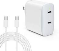 40w usb c charger with pd 3.0 fast charging, dual port for galaxy s21 s20 s10 s9 ultra 5g, 🔌 fire hd 8 10 plus, ipad pro 12.9 11 air 4, google pixel switch - includes 6.6ft type c to c cable logo