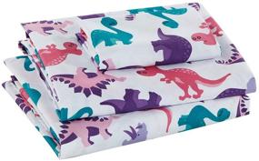 img 1 attached to 🦕 Dinosaur Land Pink Twin Size Comforter and Sheet Set: Vibrant Purple, Turquoise, and Pink Dinosaurs Print Perfect for Girls and Kids - New Arrival
