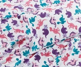img 2 attached to 🦕 Dinosaur Land Pink Twin Size Comforter and Sheet Set: Vibrant Purple, Turquoise, and Pink Dinosaurs Print Perfect for Girls and Kids - New Arrival