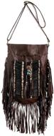 👜 boho handbag for women - fringed black leather purse with wallet - hobo bag logo