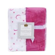 🌙 super soft fitted crib sheets (set of 2) - cozy fleece microplush, pink/white with moon & stars design logo