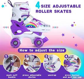 img 3 attached to 🛼 4 Size Adjustable Roller Skates for Kids with Illuminating Wheels and Fun Shine - Perfect for Girls and Boys Beginners