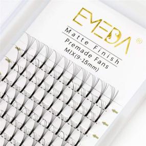 img 4 attached to 😍 EMEDA 5D Premade Fans Eyelash Extensions Mixed Tray - Long Stem, Russian Volume Lash, 0.10 C D Curl, 9-15mm Mix Tray