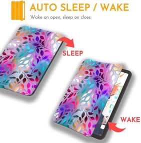 img 2 attached to 🌿 Hepix iPad Air 4th Gen Case | 10.9 inch | Pencil Holder 2020 | Frosted Colorful Dazzle Leaf | Trifold Protective Shockproof | Smart Cover Auto Sleep Wake | A2072 A2316 A2324 A2325