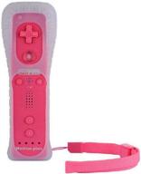 bundled wii/wii u wireless controller: motion plus remote bluetooth gamepad with silicone case & hand strap (pink) logo