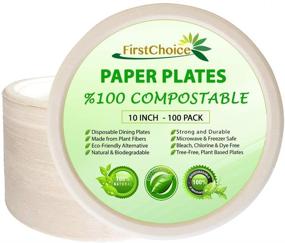 img 4 attached to 🍽️ 100 Count Natural Sugarcane Bagasse Bamboo Fiber Disposable Plates, 10 Inch Sturdy Round Plates - Tree Plastic Free, Eco-Friendly Paper & Plastic Plate Alternative