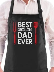 img 4 attached to 🔥 Top-rated BBQ Grilling Apron for the Ultimate Grillin' Dad | Fathers Chef Apron in One Size, Black