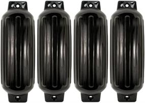 img 1 attached to 🛥️ Marine & RV Direct: Set of 4 Vinyl Ribbed Boat Fenders with Bumper Dock Shield Protection, Includes Fender Lines & Pump for Inflation
