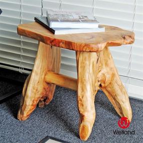 img 1 attached to 🪵 WELLAND Natural Wood Bench: Live Edge Stool Cedar Wood 21" L x 13" W x 18" H - Stylish and Durable Seating Solution