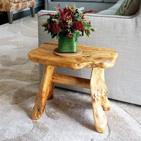 img 4 attached to 🪵 WELLAND Natural Wood Bench: Live Edge Stool Cedar Wood 21" L x 13" W x 18" H - Stylish and Durable Seating Solution