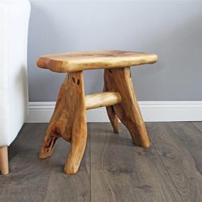 img 2 attached to 🪵 WELLAND Natural Wood Bench: Live Edge Stool Cedar Wood 21" L x 13" W x 18" H - Stylish and Durable Seating Solution
