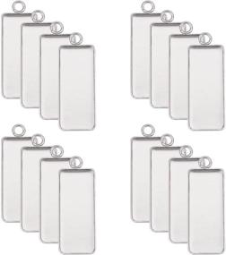 img 3 attached to PH PandaHall 50pcs 10x25mm Rectangle Trays Pendant: 📿 High-quality Stainless Steel Blanks for Jewelry Making DIY Findings