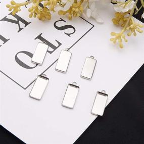 img 1 attached to PH PandaHall 50pcs 10x25mm Rectangle Trays Pendant: 📿 High-quality Stainless Steel Blanks for Jewelry Making DIY Findings