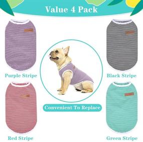 img 1 attached to 🐶 BINGPET Striped Dog T-Shirt 4 Pack: Breathable Cotton Clothes for Summer - Small to Medium Dogs, Puppies, Boys and Girls