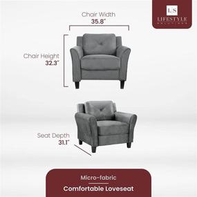 img 2 attached to 😍 LifeStyle Solutions Collection Grayson Micro-Fabric Chair: Stylish Dark Gray Chair, 35.43"x 32"x 32.68