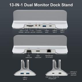 img 1 attached to USB C Laptop Docking Station Dual Monitor Stand for Mac Book Pro Air 13 HDMI+VGA USB C Dock with 3xUSB 3.0+USB-C 3.1 USB C PD Port RJ45 Ethernet 3.5mm Audio+Mic SD/TF USB C Dock Station