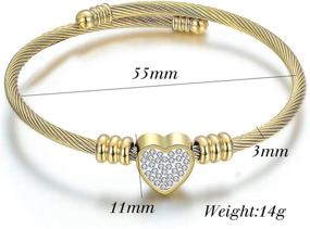 img 2 attached to Стильный и прочный: Jude Jewelers Браслет с шармом сердца из нержавеющей стали с кабельной проволокой.