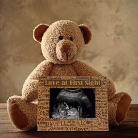 img 1 attached to Kate Posh Love at First Sight - Engraved Natural Wood Sonogram Picture Frame (3 1/2 x 5 Horizontal)