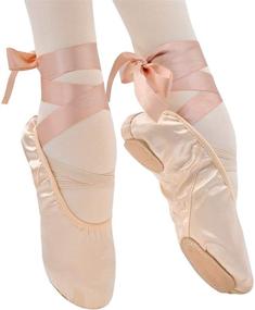 img 1 attached to 🩰 IJONDA Dansoft Ballet Shoes: Pink Satin Slippers for Girls and Women with Ribbons and Elastics - Perfect for Ballet Practice