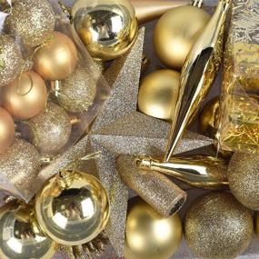 img 3 attached to 🎄 Pack of 50 Gold Shatterproof Christmas Tree Ornaments with Reusable Hand-held Gift Package - Decorative Balls for Xmas Tree Decoration, Indoor and Outdoor Hanging - Festive Xmas Decor