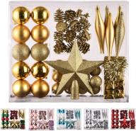 🎄 pack of 50 gold shatterproof christmas tree ornaments with reusable hand-held gift package - decorative balls for xmas tree decoration, indoor and outdoor hanging - festive xmas decor logo