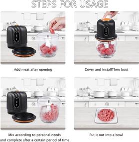 img 2 attached to 🔌 USB Charged Electric Food Chopper - Mini Meat Grinder, Kitchen Food Processor, Portable with 4 Speeds Adjustment, 3 Sharp Stainless Steel Blades, 200W