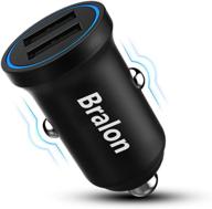 bralon zinc alloy usb car charger: 24w/4.8a dual port fast adapter for iphone 11 pro/xs/xr/x/8, ipad, galaxy note s10/s9/s8, and more logo