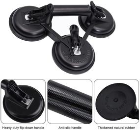 img 1 attached to 🔑 Hsmihair Heavy Duty Triple Glass Suction Cups for Glass - Black Aluminum Alloy with 3 Plates Handle for Lifting Glass and Tiles - Ideal for Glass and Tile Moving, Car Glass Transportation